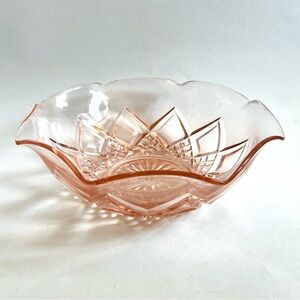 Vintage Hazel Atlas Pink Depression Glass Diamond Arches Bowl 9”